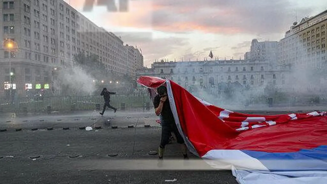 Aksi unjuk rasa di Chile.