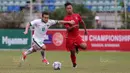 Pemain Indonesia U-19, Egy Maulana Vikri, melakukan selebrasi usai menjebol gawang Myanmar pada laga Piala AFF U-18 di Stadion Thuwunna, Minggu (17/9/2017). Egy Maulana menjadi top skorer Piala AFF U-18 dengan delapan gol. (Liputan6.com/Yoppy Renato)