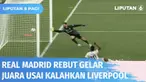 Real Madrid berhasil merebut gelar juara Liga Champions Eropa musim ini setelah menumbangkan Liverpool. Lewat tendangan Vinicius Junior, Real Madrid berhasil merobek gawang Liverpool. Skor 1-0 bertahan hingga laga usai.