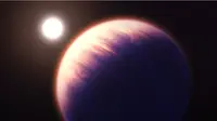 Ilustrasi ini menunjukkan seperti apa exoplanet WASP-39 b, berdasarkan pemahaman kita saat ini tentang planet tersebut. (Dok.(NASA, ESA, CSA, J. Olmsted/STScI))