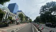 Situasi di depan Gedung Mahkamah Konstitusi (MK) Jalan Medan Merdeka Barat, Jakarta Pusat. (Liputan6.com/Muhammad Radityo Priyasmoro)