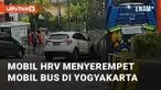 Terjadi serempetan antara Bus dan mobil HRV di SPBU Adisucipto, Jogja. Dari sisi bus, insiden ini terjadi karena blind spot yang menghalangi pandangan