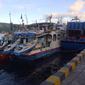 Lima kapal asing pencuri ikan yang ditangkap petugas Pangkalan Pengawasan Sumber Daya Kelautan dan Perikanan (PSDKP) Bitung, Sulawesi Utara. (Liputan6.com/Yoseph Ikanubun)