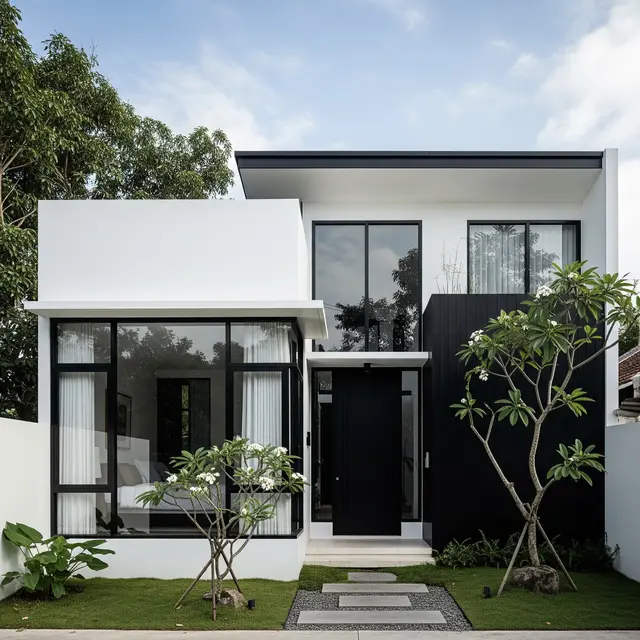 9 Desain Rumah Kecil Minimalis Kombinasi Warna Putih dan Hitam, Elegan di Lahan Terbatas