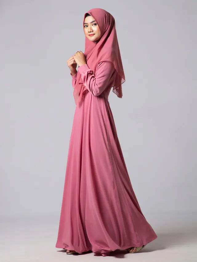 Dress Panjang Polos Elegan Muslim Modern