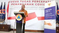 Juru Bicara Penanganan COVID-19 di Indonesia, Achmad Yurianto saat konferensi pers secara Live di Graha BNPB, Jakarta, Rabu (1/4/2020). (Dok Badan Nasional Penanggulangan Bencana/BNPB)