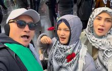 Potret Arie Untung Sekeluarga Ikut Demo Bela Palestina di Australia, Bareng Emak-emak Bule Pemberani