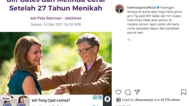 Bill Gates (Foto: Instagram/@hotmanparisofficial)