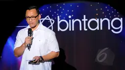 Prami Rachmiadi selaku Chief Marketing Officer PT KMK saat memberikan sambutan dalam  syukuran Bintang.com di lantai 8 SCTV Tower, Jakarta, Jumat (20/3/2015). (Liputan6.com/Faisal R Syam)