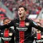 Gelandang Leverkusen, Kai Havertz, saat merayakan golnya ke gawang RB Leipzig dalam laga lanjutan kompetisi Bundesliga di Leverkusen, Jerman pada 6 April 2019. Bayer Leverkusen menang 2-1 atas Leipzig. (AFP/Hasan Bratic)