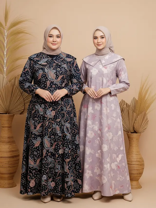 Model Gamis Batik Dress Modern yang Cocok untuk Semua Bentuk Badan Model Folded Neckline