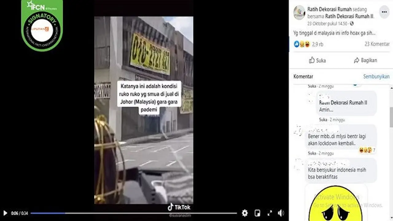 Gambar Tangkapan Layar Video Ruko di Malaysia (sumber: Facebook)