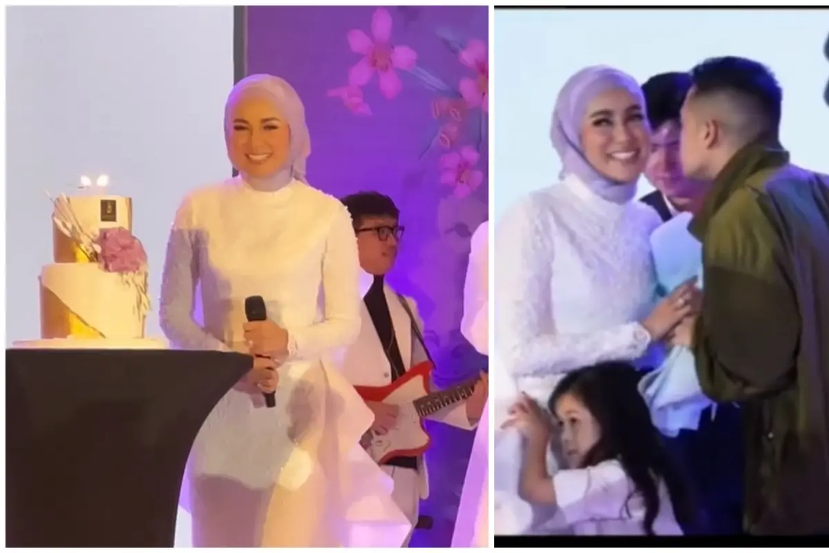 Olla Ramlan ultah ke-43, Aufar Hutapea Cipika cipiki (Foto: Instagram ollaramlan/Tayangan Hot Shot via YouTube SCTV)