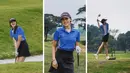 Foto kolase Anya Geraldine saat bermain golf. Anya Geraldine tidak hanya cantik, ia juga memiliki badan yang seksi, Tak heran semua fotonya berhasil menarik perhatian warganet. (Instagram/anyageraldine)