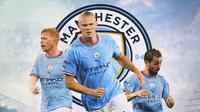 Manchester City - Kevin de Bruyne, Erling Haaland, Bernardo Silva (Bola.com/Adreanus Titus)
