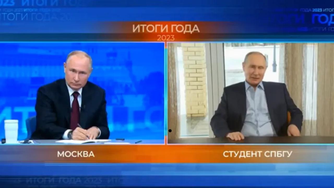 Putin tampak terkejut dengan sosok yang mirip dirinya tersebut.