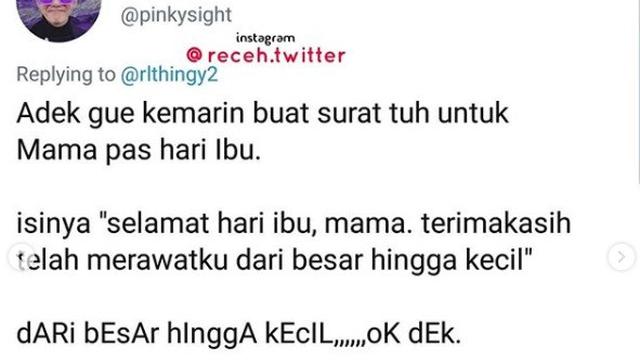 twit kepolosan adik (foto: Twitter @pinkysight)
