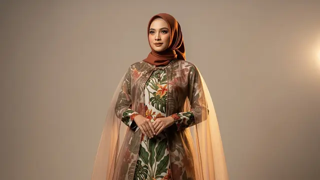 Model Gamis Batik Plus Outer Cape Elegan