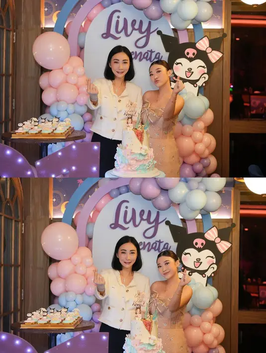 Livy Renata tampil tak berlebihan. Ia memilih nuansa makeup yang feminin, sesuai dengan gaun yang dikenakan. Pancaran cantiknya semakin disempurnakan dengan gaya rambut belah tengah yang kemudian dikepang dengan tambahan pita silver yang cantik. Foto: Instagram.