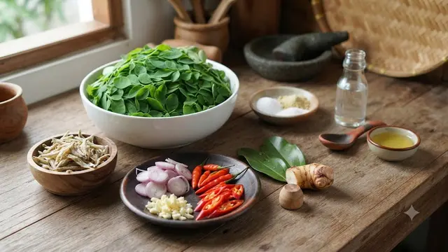 Bahan-bahan Tumis Daun Kelor Teri