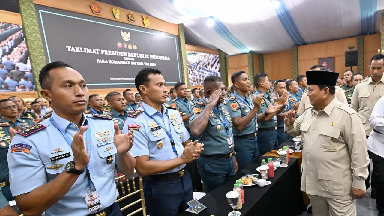 Prabowo Beri Taklimat ke 1.500 Komandan Satuan 3 Matra TNI