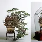 Seorang pria dari Jepang berhasil membuat kreasi sebuah rumah pohon yang dibuat mengelilingi pohon bonsai.