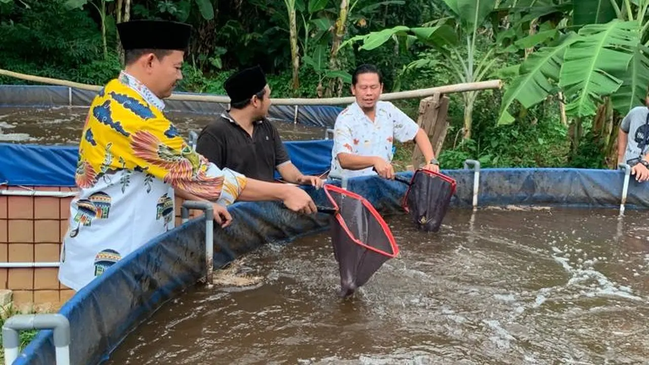 Pimpinan Pusat Serikat Nelayan Nahdlatul Ulama (PP SNNU) melakukan panen perdana budi daya ikan nila dengan sistem bioflok. (Istimewa)