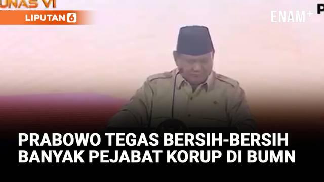 Presiden Prabowo Subianto memberikan sambutannya dalam Penutupan Musyawarah Nasional VI PKS, Senin (29/9). Dalam sambutannya, Presiden Prabowo memerintahkan BUMN untuk segera membersihkan perusahaan.