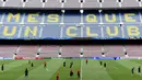 Pemain-pemain Bayern Muenchen turut melakukan sesi latihan di Camp Nou. (AFP PHOTO/ JOSEP LAGO)