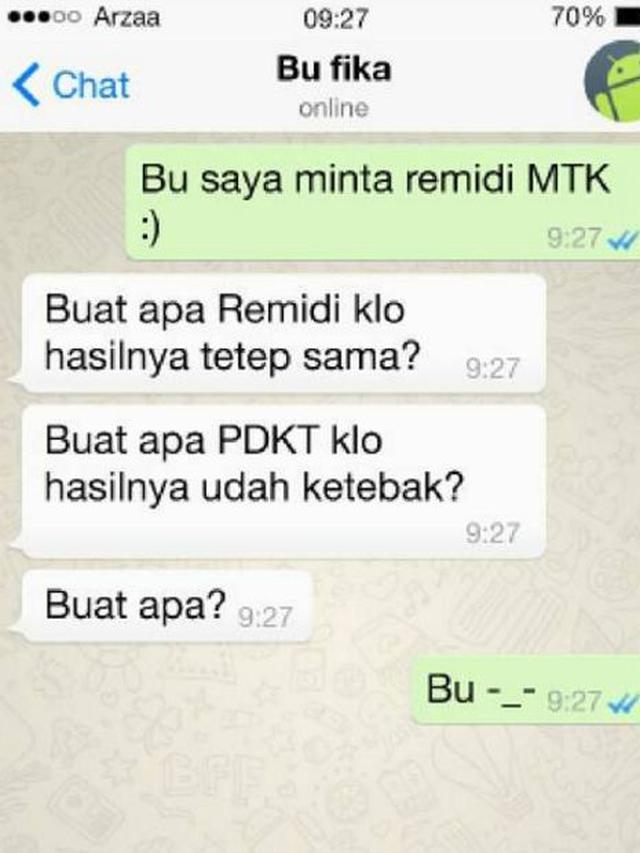 Chat Kocak Guru dan Murid Ini Bikin Tepuk Jidat