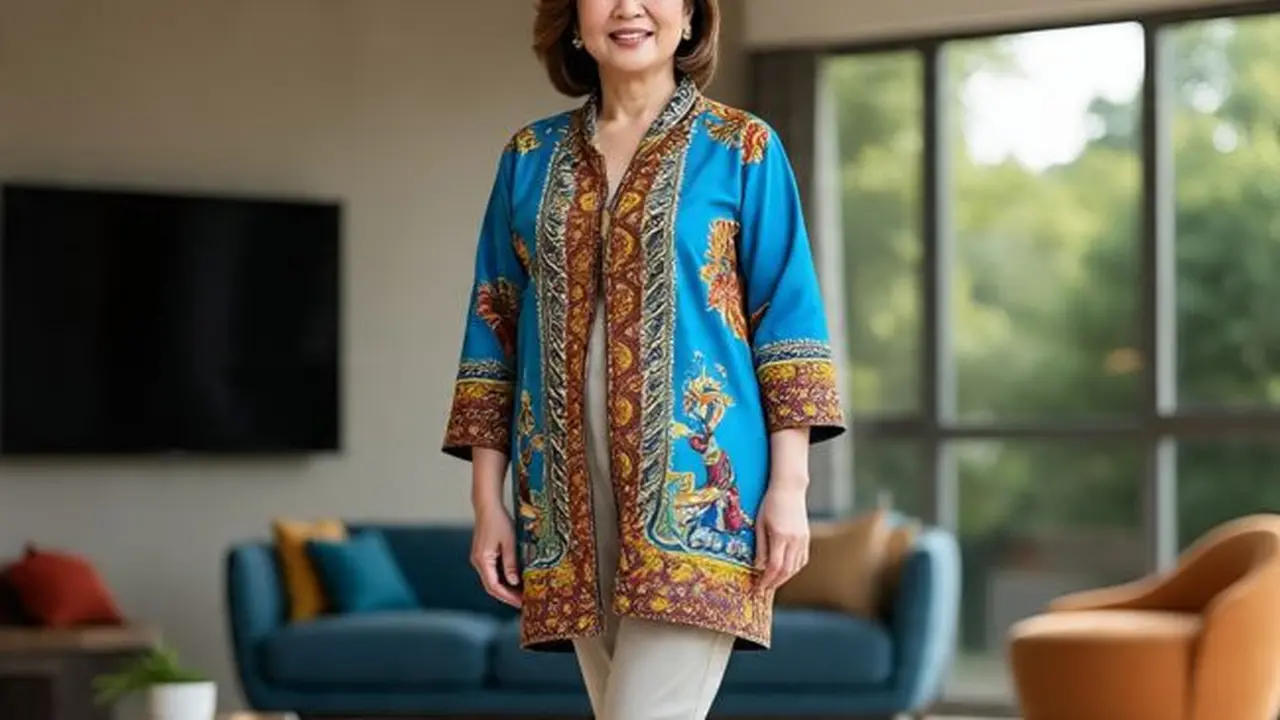 Ilustrasi Model Outer Batik (Sumber Gambar: Meta AI)