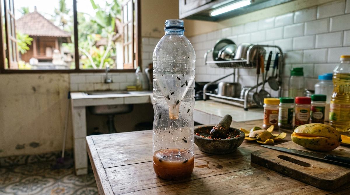 Cara Membuat Jebakan Serangga Sederhana untuk Mengurangi Lalat di Dapur (AI Generated)