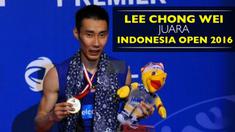 Lee Chong Wei akhirnya berhasil raih gelar ke-6 Indonesia Open setelah mengalahkan Jan O Jorgensen tiga gim, 17-21,21-19,21-17.