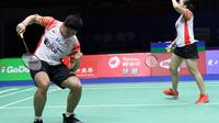 Ekspresi kegembiraan ganda campuran Indonesia, Praveen Jordan/Melati Daeva Oktavianti, setelah mengalahkan pasangan Chinese Taipei, Wang Chi-Lin/Hsieh Pei Shan, pada perempat final Piala Sudirman 2019, di Nanning, China, Jumat (24/5/2019). (PBSI)