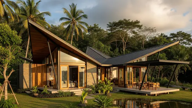 Desain Rumah Desa Tapi Modern Atap Butterfly/Gemini AI