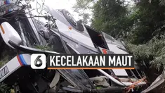 Proses evakuasi korban bus terjun ke jurang di Sumedang berjalan menegangkan. Sebagian korban sulit dikeluarkan dari bus karena badannya tertindih.
