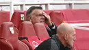 Reaksi Manajer West Bromwich Albion Sam Allardyce saat menyaksikan Arsenal melawan West Bromwich Albion pada pertandingan Liga Inggris di Emirates Stadium, London, Inggris, Minggu (9/5/2021). Arsenal mengalahkan West Bromwich Albion 3-1 dan memastikan The Baggies terdegradasi.(Andy Rain/Pool via AP)
