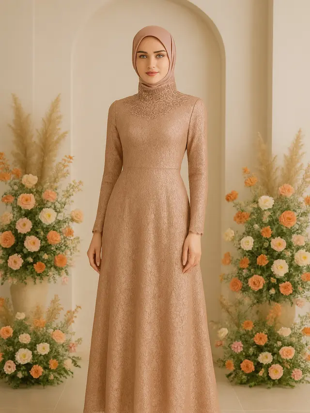 Model Gamis Brokat Elegan Ini Bikin Kamu Tampil Anggun di Kondangan
