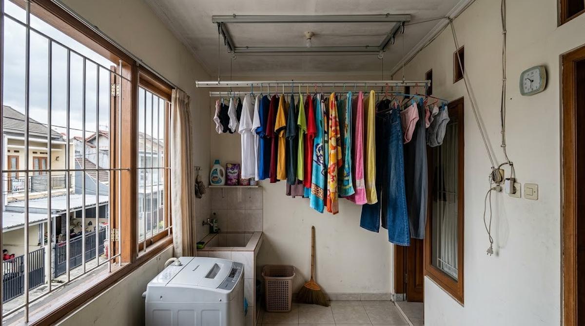 Ide Jemuran untuk Rumah Kontrakan Tanpa Halaman/AI Generated