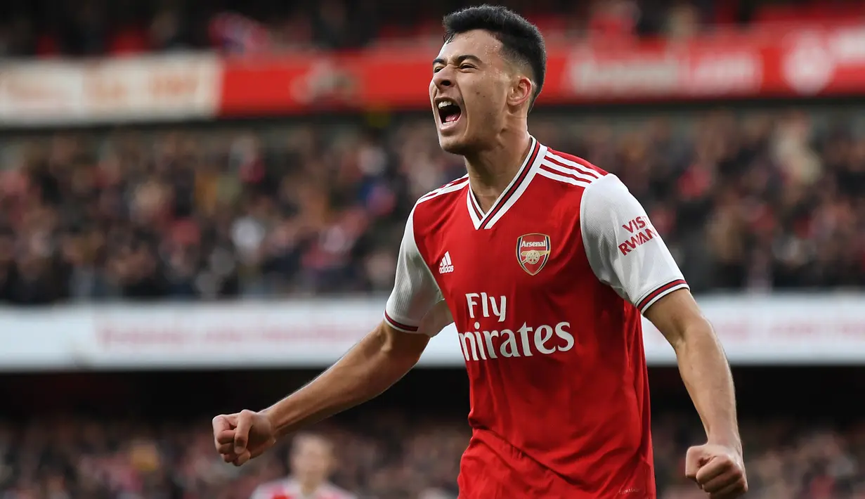 6. Martinelli (Arsenal) - Martinelli direkrut Arsenal dari tim divisi dua Brasil, Ituano, pada 2019. Penyerang 18 tahun ini memiliki market value 18 juta euro. (AFP/Daniel Leal-Olivas)