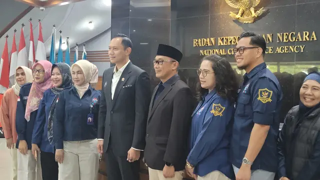Menteri Koordinator Bidang Infrastruktur dan Pembangunan Kewilayahan Agus Harimurti Yudhoyono (AHY) di Badan Kepegawaian Negara (BKN) (Foto: Liputan6.com/Dreyandra)