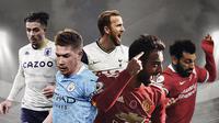 Bruno Fernandes, Kevin De Bruyne, Jack Grealish, Mohamed Salah, Harry Kane. (Bola.com/Dody Iryawan)