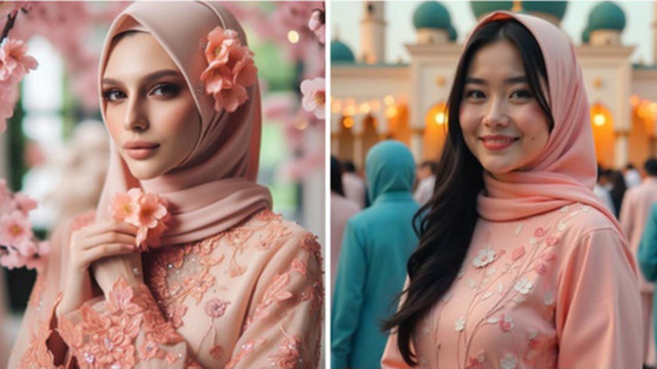 Tren Baju Gamis Warna Peach Blossom untuk Lebaran 2025, Elegan dan Anggun Penuh Bunga