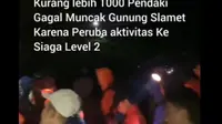 Jalur Pendakian Gunung Slamet Ditutup, 1.000 Pendaki Gagal ke Puncak.&nbsp; foto: Twitter&nbsp;@pendakilawas