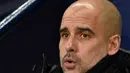 Ekspresi pelatih Manchester City Pep Guardiola jelang para pemainnya menghadapi Manchester United pada pertandingan Liga Inggris di Etihad Stadium, Manchester, Inggris, Sabtu(7/12/2019). Manchester City kalah 1-2. (AP Photo/Rui Vieira)