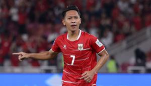 Pemain Timnas Indonesia, Beckham Putra merayakan gol ke gawang St Kitts and Nevis dalam laga semifinal FIFA Series 2026 di Stadion Utama Gelora Bung Karno (SUGBK), Senayan, Jakarta, Jumat (27/03/2026). (Bola.com/Abdul Aziz)