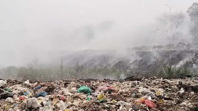 Kondisi terkini kebakaran di Tempat Pembuangan Akhir (TPA) Bandar Jaya, Kabupaten Lampung Tengah, Lampung. (Liputan6.com/Istimewa)
