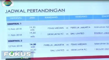 Semifinal pertama pada tanggal 10 Februari digelar di Stadion Manahan Solo antara PSMS Medan melawan Persija.