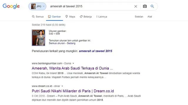 Gambar Tangkapan Layar Penelusuran Gambar dengan Google Reverse Image