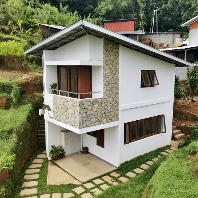 Rumah dengan Balkon Luas dan Taman